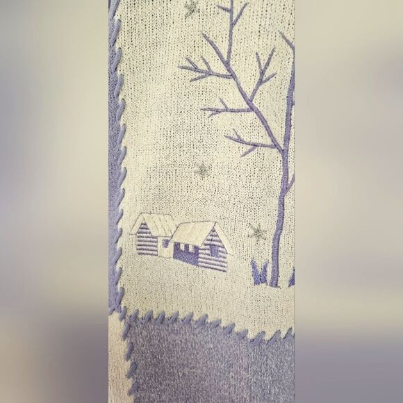 TanJay Purple and White Crew Neck Sweater with Winter Design - Picture 4 of 5